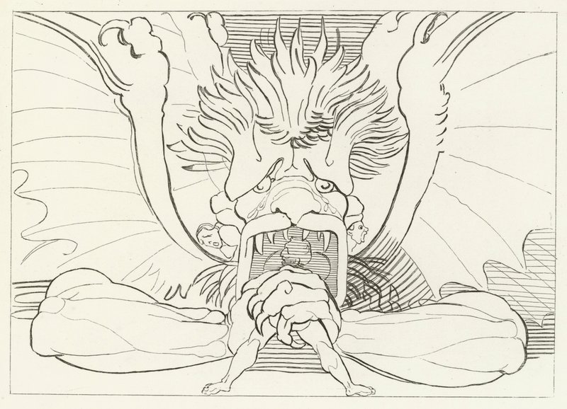 Dis, o Lucifero, Inferno, Canto 34 (incisione) da John (after) Flaxman