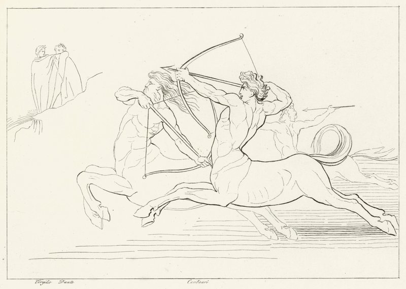 Incontro con i Centauri, Inferno, Canto 12 (incisione) da John (after) Flaxman
