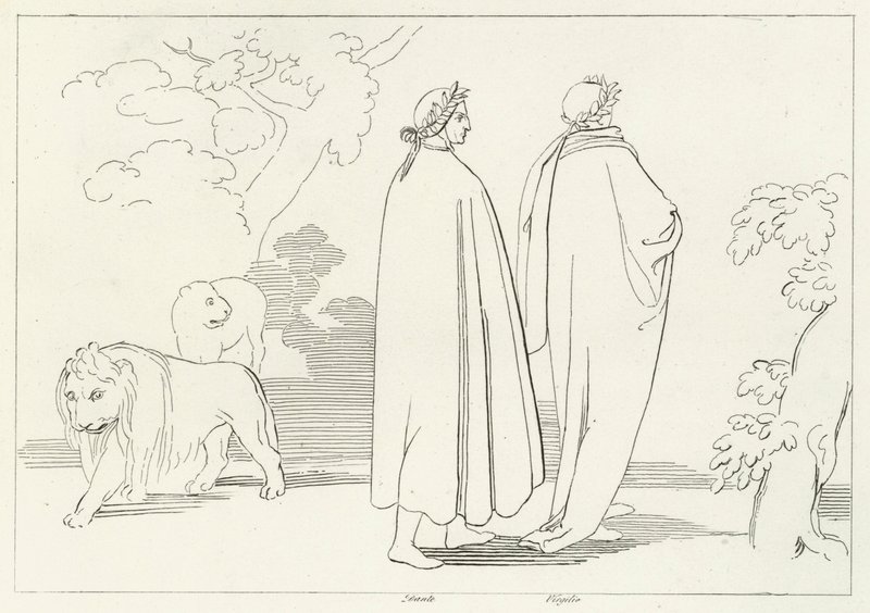 Entrando nel Bosco Oscuro, Inferno, Canto 1 (incisione) da John (after) Flaxman
