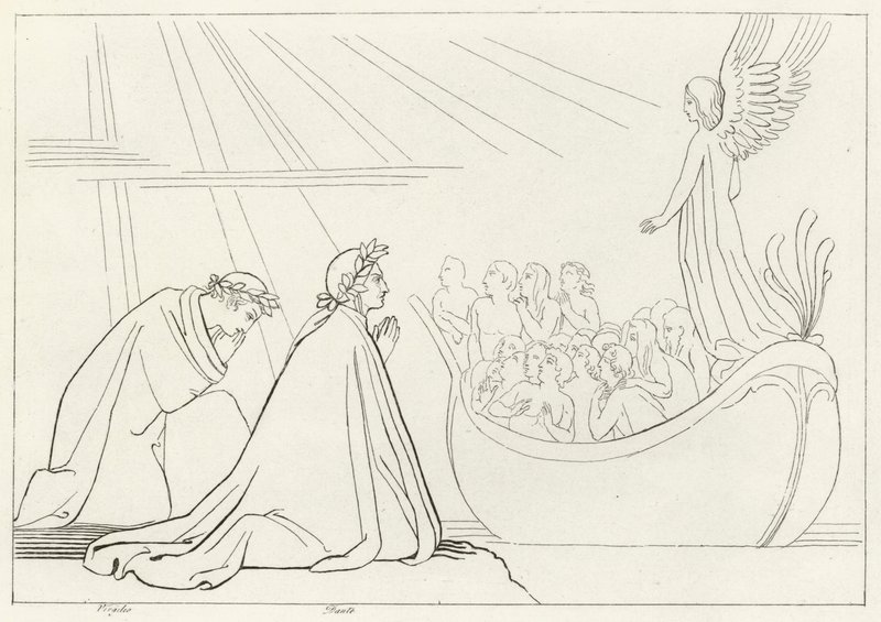 La Barca del Purgatorio, Purgatorio, Canto 2 (incisione) da John (after) Flaxman