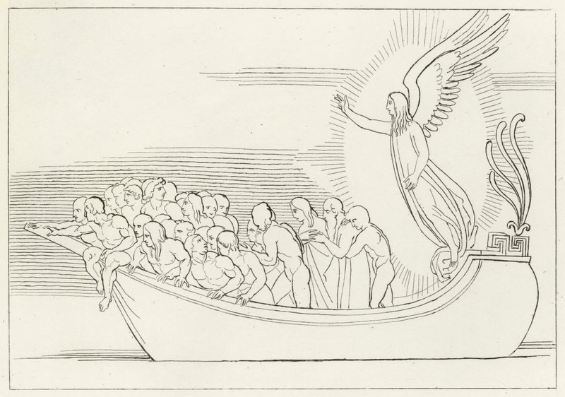 La Benedizione, Purgatorio, Canto 2 (incisione) da John (after) Flaxman