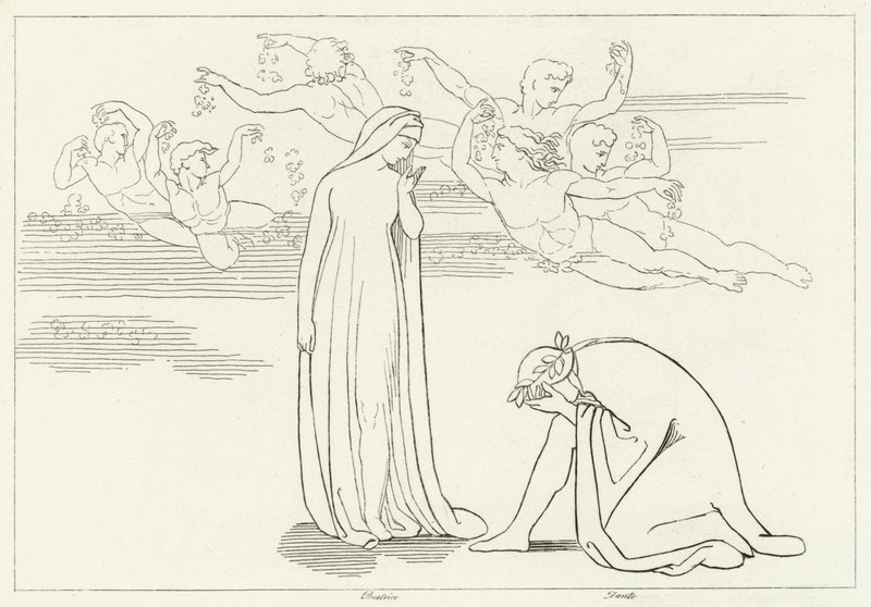La discesa di Beatrice, Purgatorio, Canto 30 (incisione) da John (after) Flaxman