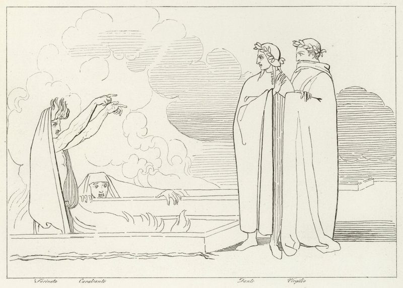 Le sepolture infuocate, Inferno, Canto 10 da John (after) Flaxman