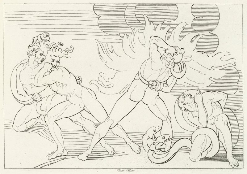 I serpenti infuocati, Inferno, Canto 24 (incisione) da John (after) Flaxman