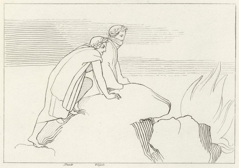 Il golfo fiammeggiante, Inferno, Canto 26 (incisione) da John (after) Flaxman