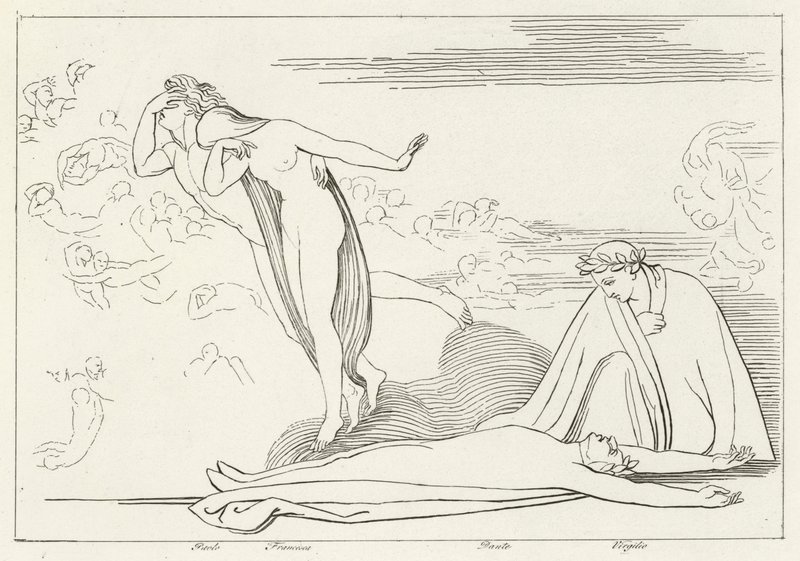 Gli amanti puniti, Inferno, Canto 5 da John (after) Flaxman