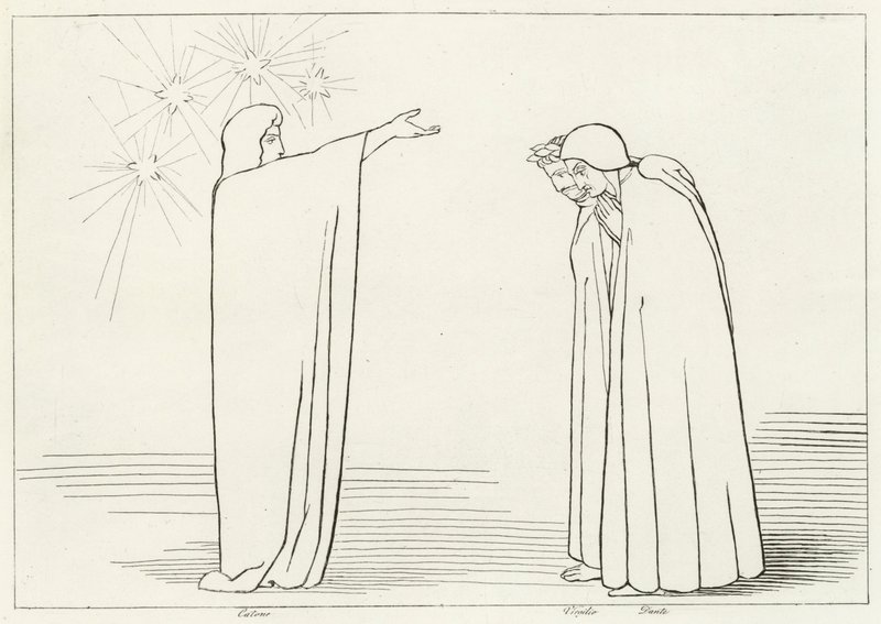 La Montagna della Prova, Purgatorio, Canto 1 (incisione) da John (after) Flaxman