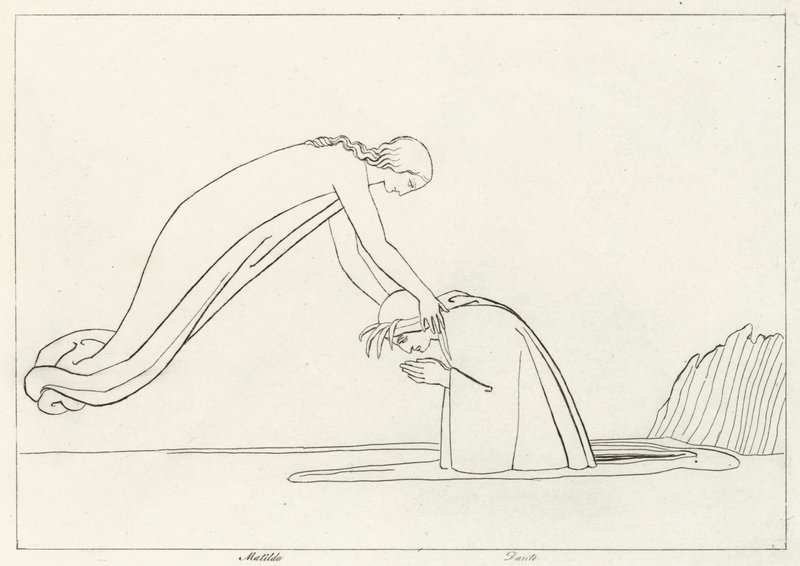 Il fiume Lete, Purgatorio, Canto 31 da John (after) Flaxman