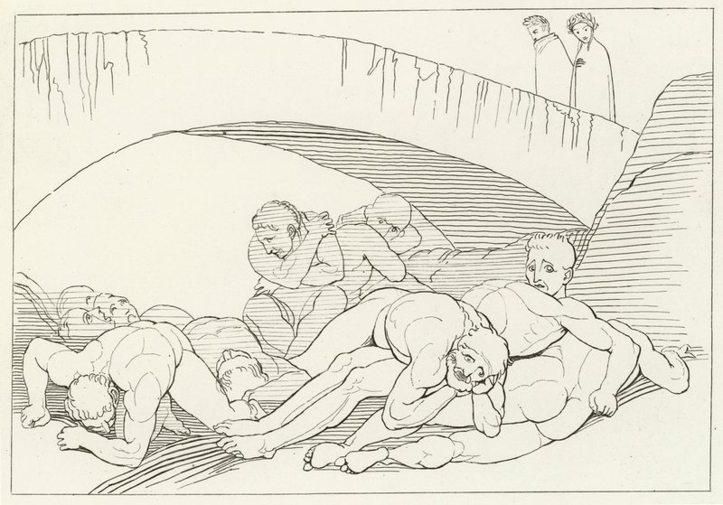 La Valle della Malattia, Inferno, Canto 29 (incisione) da John (after) Flaxman