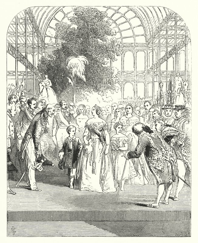 La regina Vittoria e i suoi figli in visita alla Grande Esposizione del 1851, Crystal Palace, Hyde Park, Londra da John (after) Gilbert