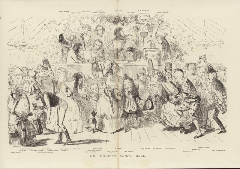 Il ballo in maschera di Mr Punch (incisione) da John (after) Leech