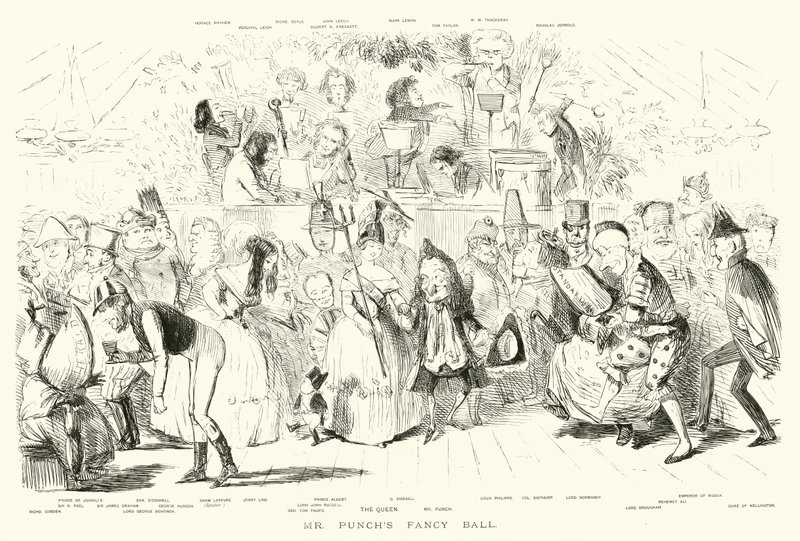 Il ballo di fantasia di Mr Punch (incisione) da John (after) Leech