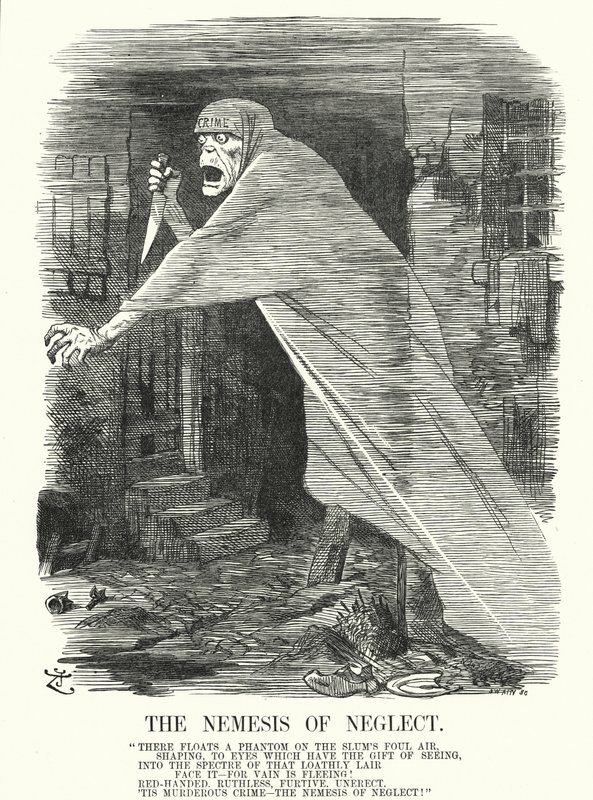 La Nemesi della Negligenza - povertà e crimine a Londra al tempo degli omicidi di Jack lo Squartatore (incisione) da John (after) Tenniel