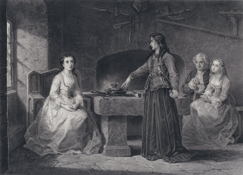 Illustrazione per Il pirata di Sir Walter Scott (incisione) da John Adam P. Houston