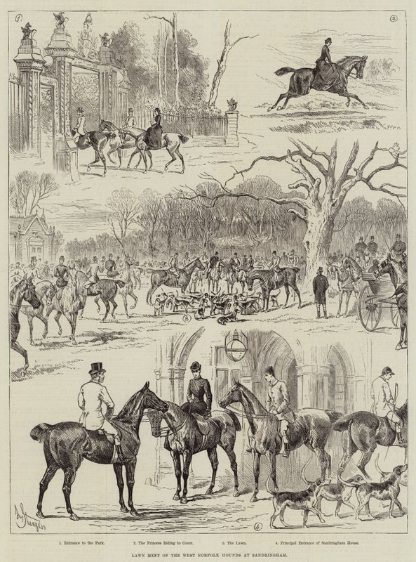 Incontro di caccia dei West Norfolk Hounds a Sandringham da John Bagnold Burgess