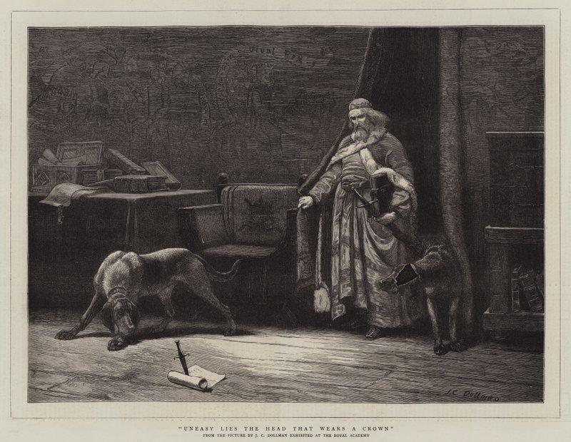 Inquieto giace il capo che porta una corona da John Charles Dollman