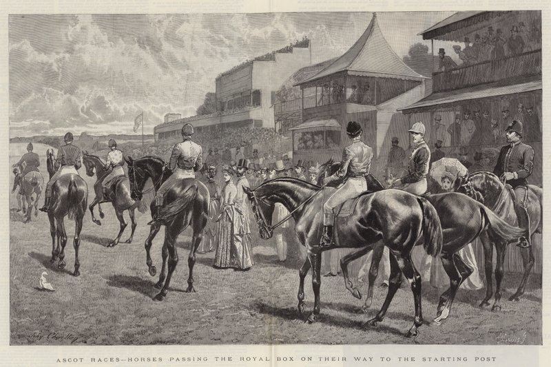 Corse di Ascot, Cavalli che Passano davanti alla Tribuna Reale sulla Strada verso il Punto di Partenza da John Charlton
