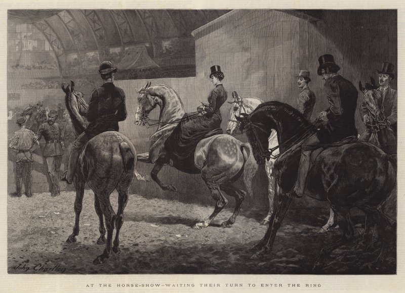 Alla mostra di cavalli, aspettando il loro turno per entrare nel ring da John Charlton