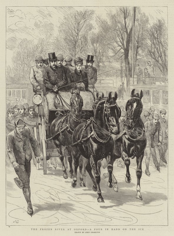Il Fiume Ghiacciato a Oxford, una Carrozza a Quattro Cavalli sul Ghiaccio da John Charlton