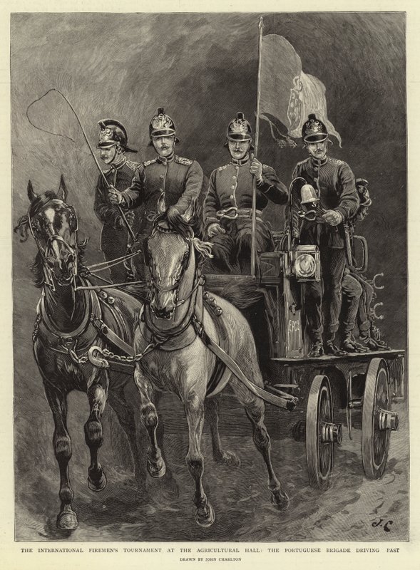 Il Torneo Internazionale dei Pompieri alla Agricultural Hall, la Brigata Portoghese in parata da John Charlton
