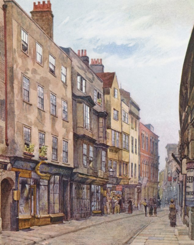 Londra perduta: Holywell Street, guardando a ovest da John Crowther