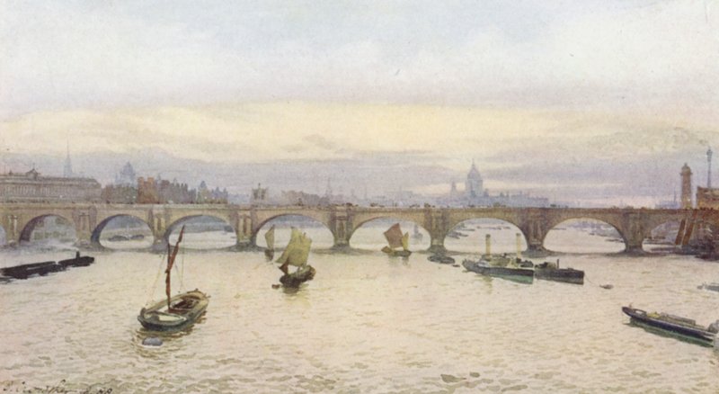 Londra perduta: Ponte di Waterloo dal ponte ferroviario di Charing Cross da John Crowther