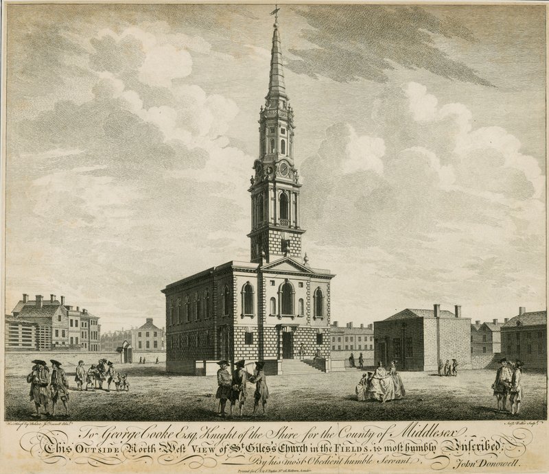 Vista nord-ovest della Chiesa di St Giles in the Fields, Londra da John Donowell