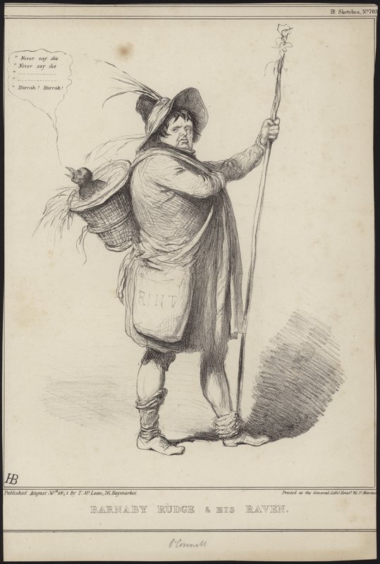 Barnaby Rudge e il suo corvo, illustrazione da 