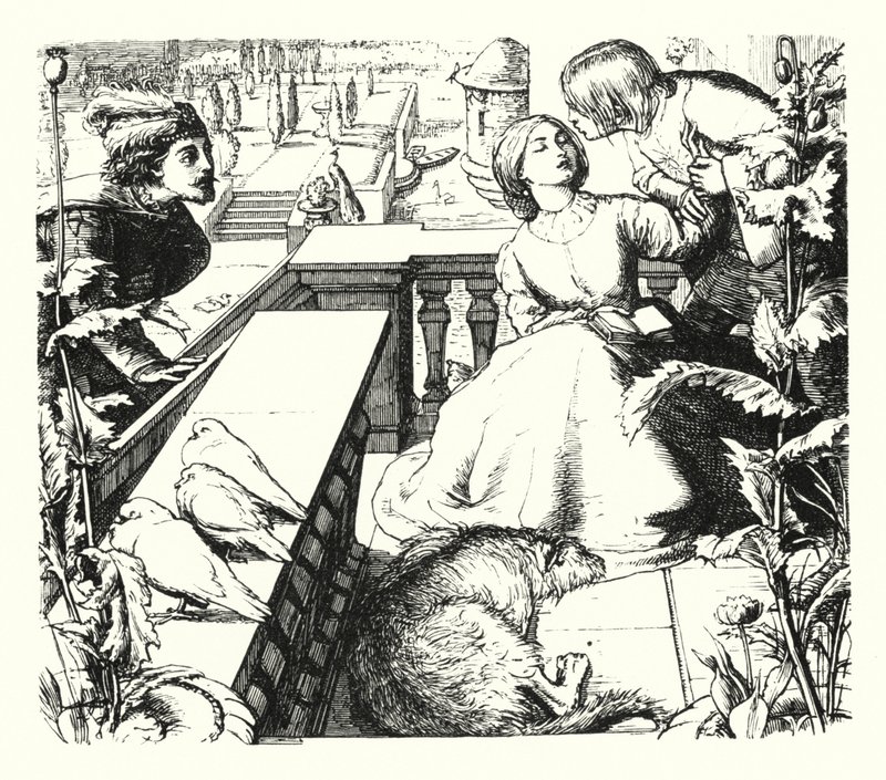 Il Sogno di un Giorno (incisione) da John Everett (after) Millais