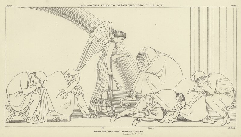 Iride consiglia Priamo di ottenere il corpo di Ettore da John Flaxman
