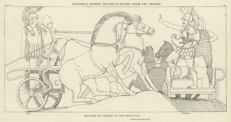 Polidamante consiglia Ettore di ritirarsi dalla trincea da John Flaxman