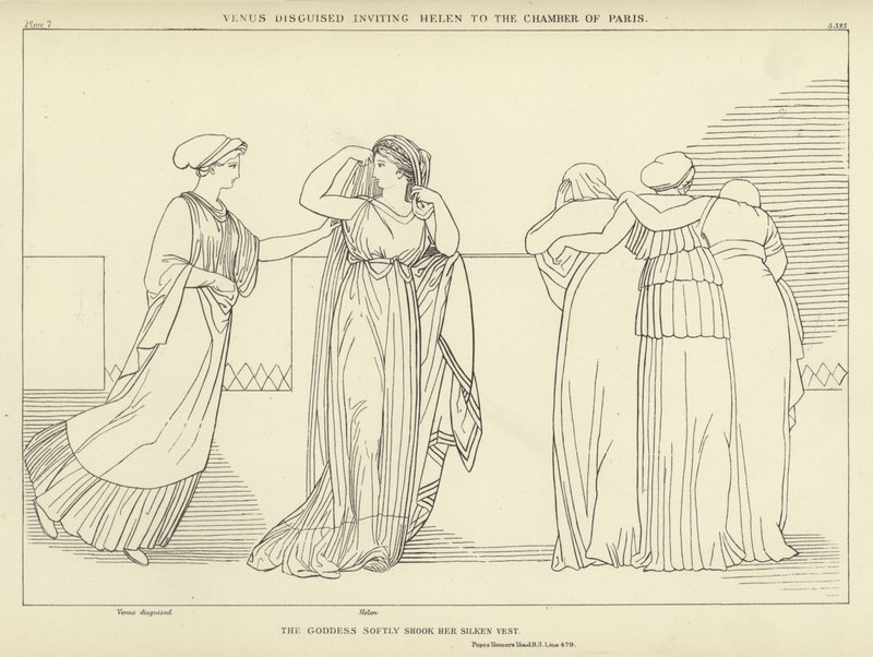 Venere travestita invita Elena nella camera di Paride da John Flaxman