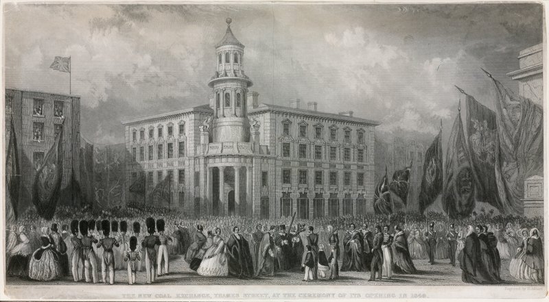 Il nuovo Mercato del Carbone, Thames Street, alla cerimonia della sua apertura nel 1849 da John Francis Salmon