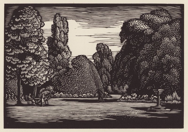 Cambridge: Giardini di Cristo (xilografia) da John Frederick Greenwood