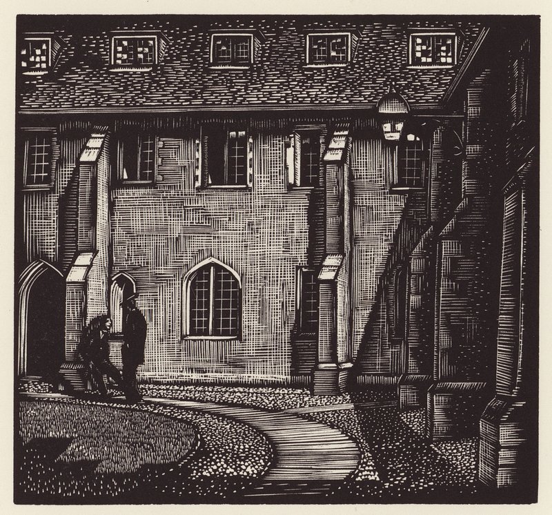 Cambridge: Corpus Christi, Old Court (xilografia) da John Frederick Greenwood