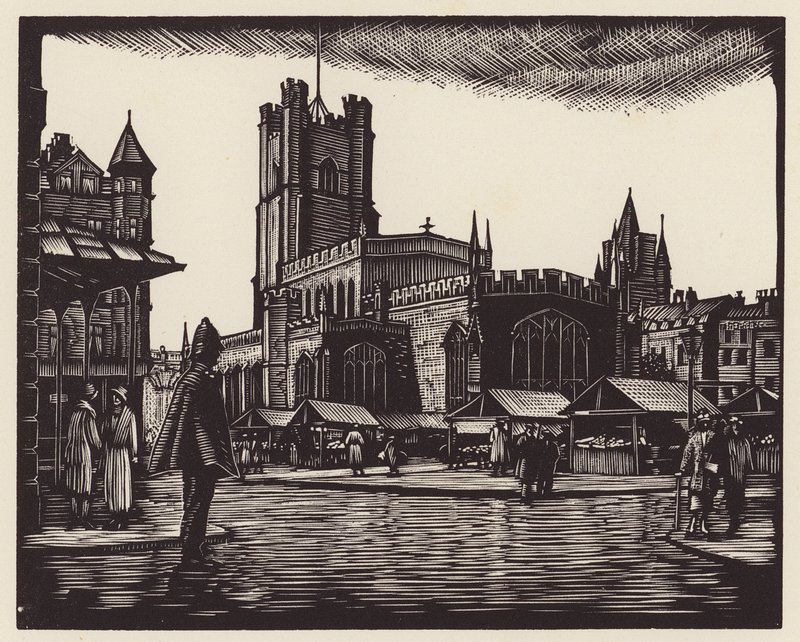 Cambridge: Il mercato (xilografia) da John Frederick Greenwood