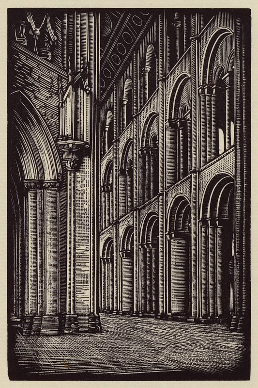 Cattedrale di Ely: La navata guardando verso ovest (xilografia) da John Frederick Greenwood