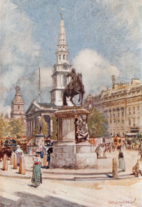 Charing Cross, con la statua di Carlo I e St. Martin-in-the-Fields da John Fulleylove
