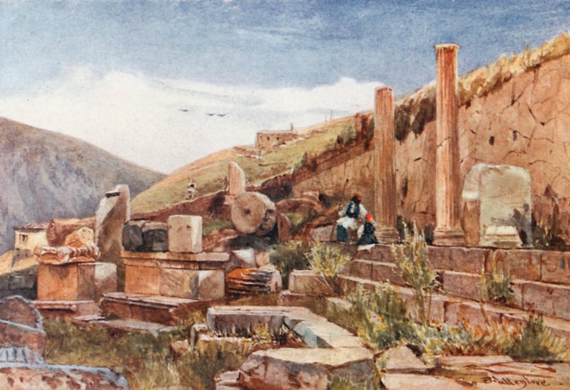 Delfi. Il portico degli Ateniesi da John Fulleylove