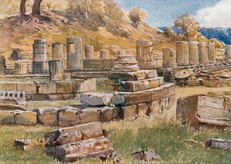 Olimpia. La Base della Collina di Kronos con i Resti del Tempio di Hera e il Philippeion da John Fulleylove