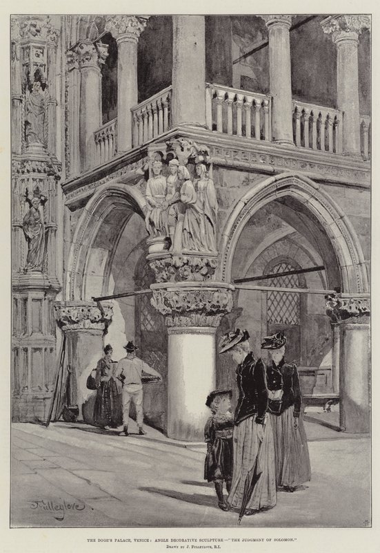 Palazzo Ducale, Venezia, Scultura Decorativa Angolare, Il Giudizio di Salomone da John Fulleylove