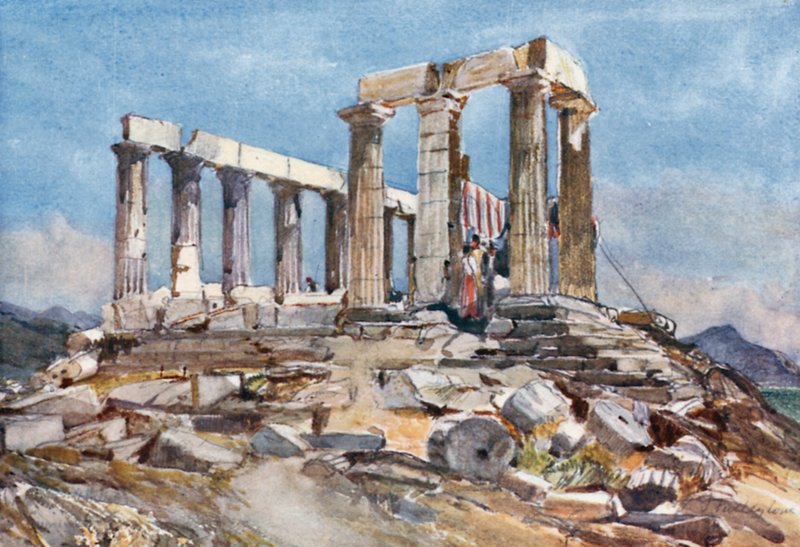 Il Tempio di Atena a Sunium dal Nord da John Fulleylove