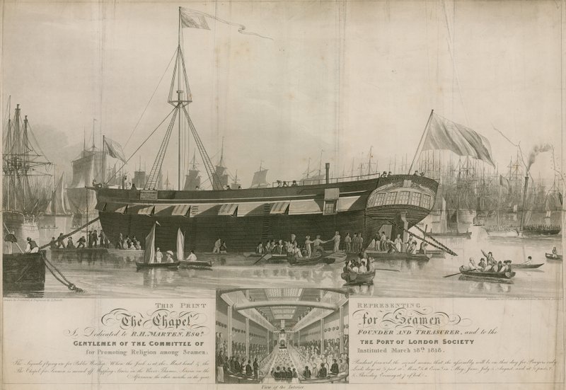 La Cappella per i Marinai, istituita il 18 marzo 1818 e ancorata al largo di Wapping da John Gendall
