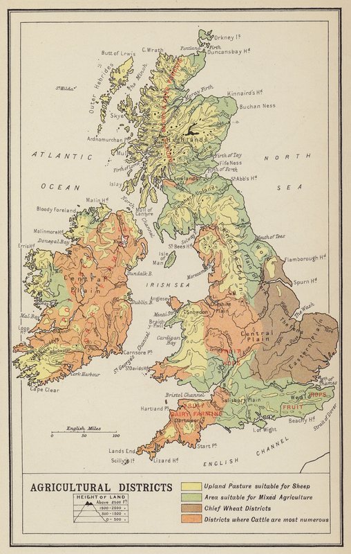 Isole britanniche, distretti economici e agricoli da John George Bartholomew