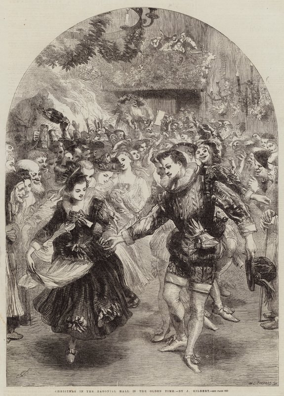 Natale nella Sala Baronale nei tempi antichi da John Gilbert