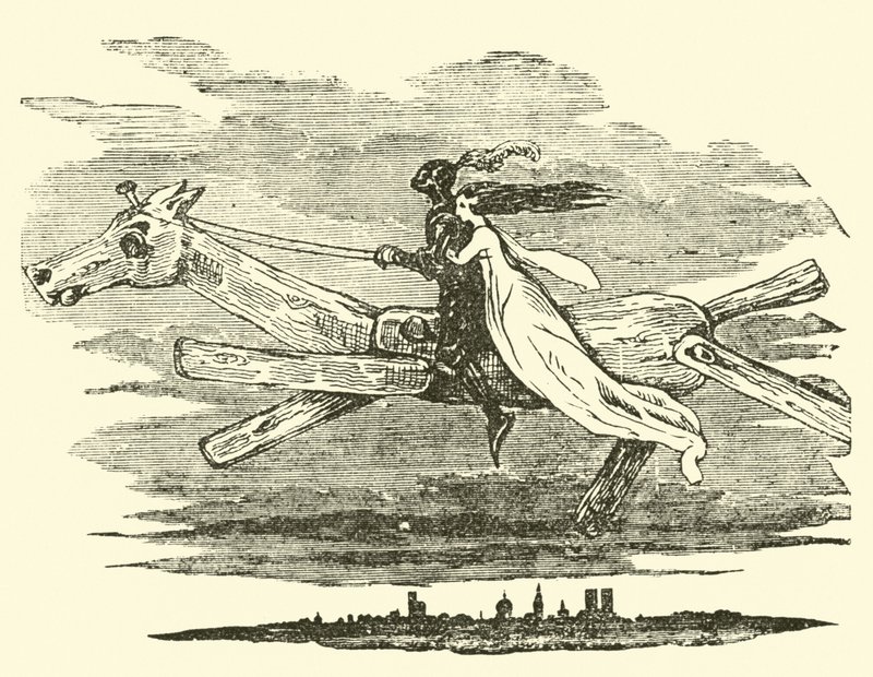 Don Chisciotte sul cavallo incantato da John Gilbert
