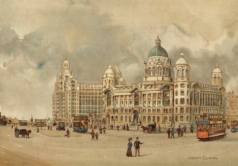 Liverpool: Uffici del Mersey Docks and Harbour Board, Liver Building, ecc., accesso al Landing Stage da John Glynn