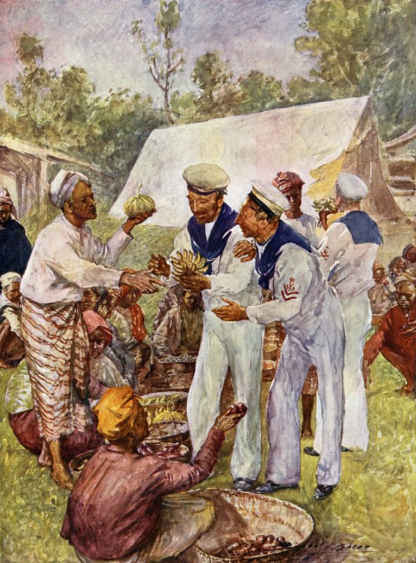 Marinai britannici in un mercato birmano da John Henry Frederick (after) Bacon