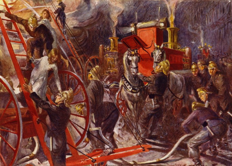 Vigili del fuoco al lavoro da John Henry Frederick (after) Bacon