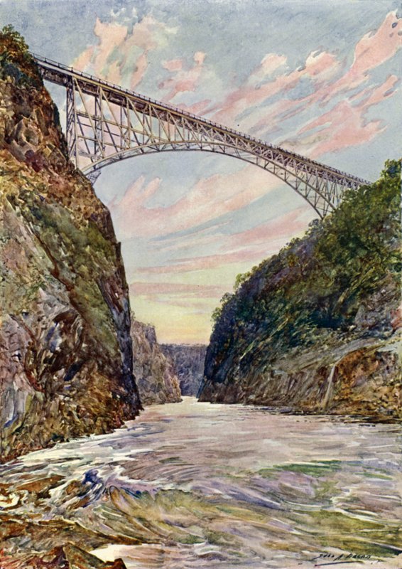 Il ponte sulle cascate Vittoria, Rhodesia da John Henry Frederick (after) Bacon